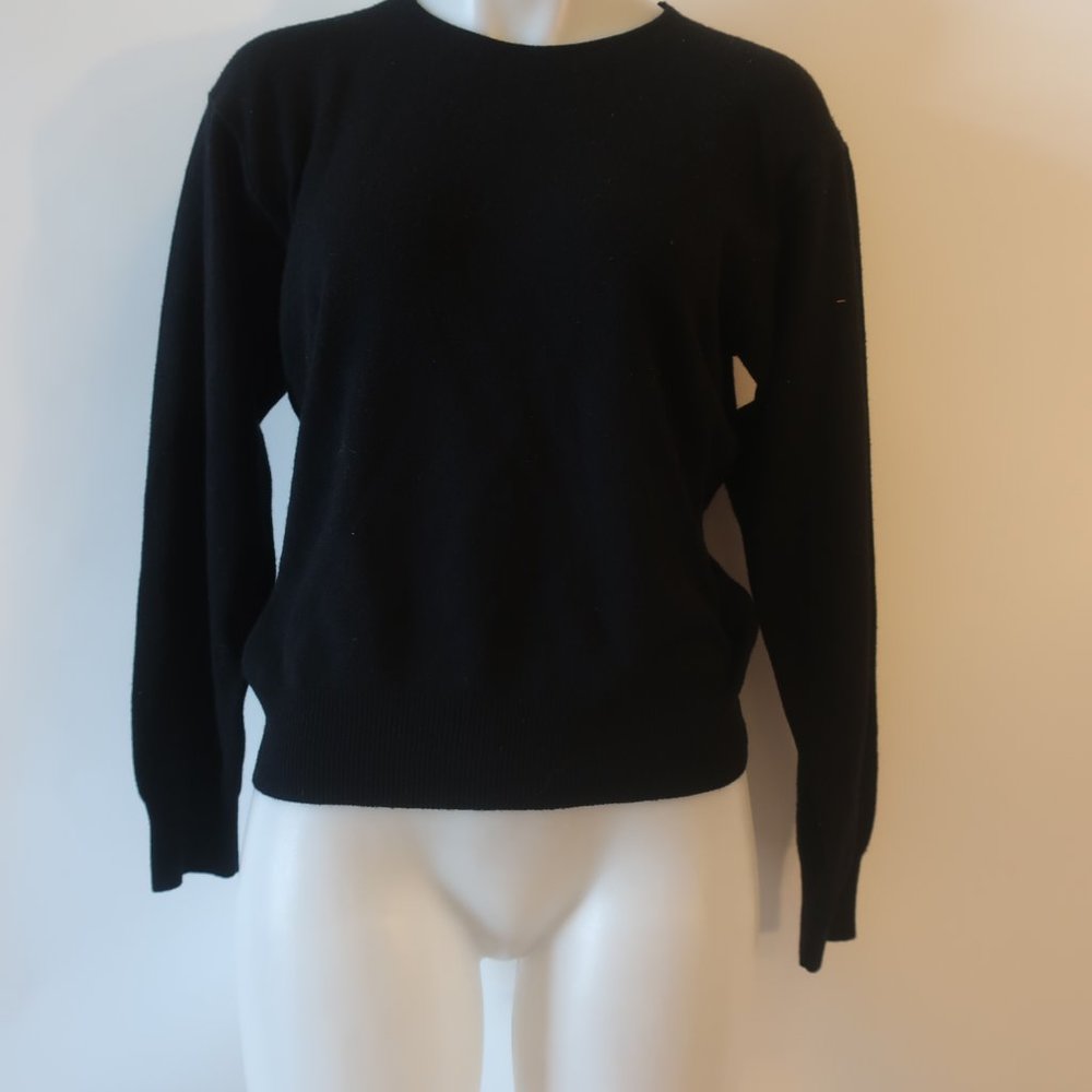 Womens Cashmere ETC Black Cashmere Silk Blend Pullover Sweater M *